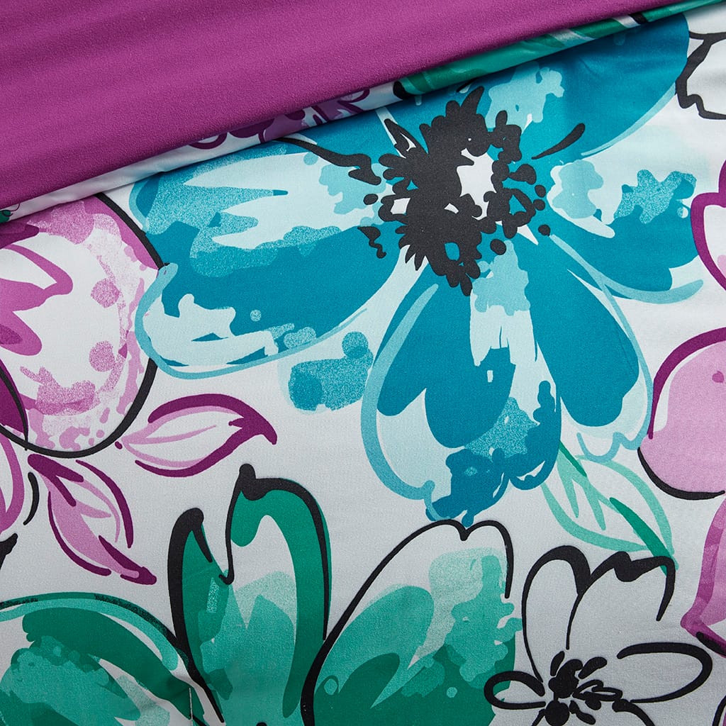 Full/Queen Blue Floral Comforter Set