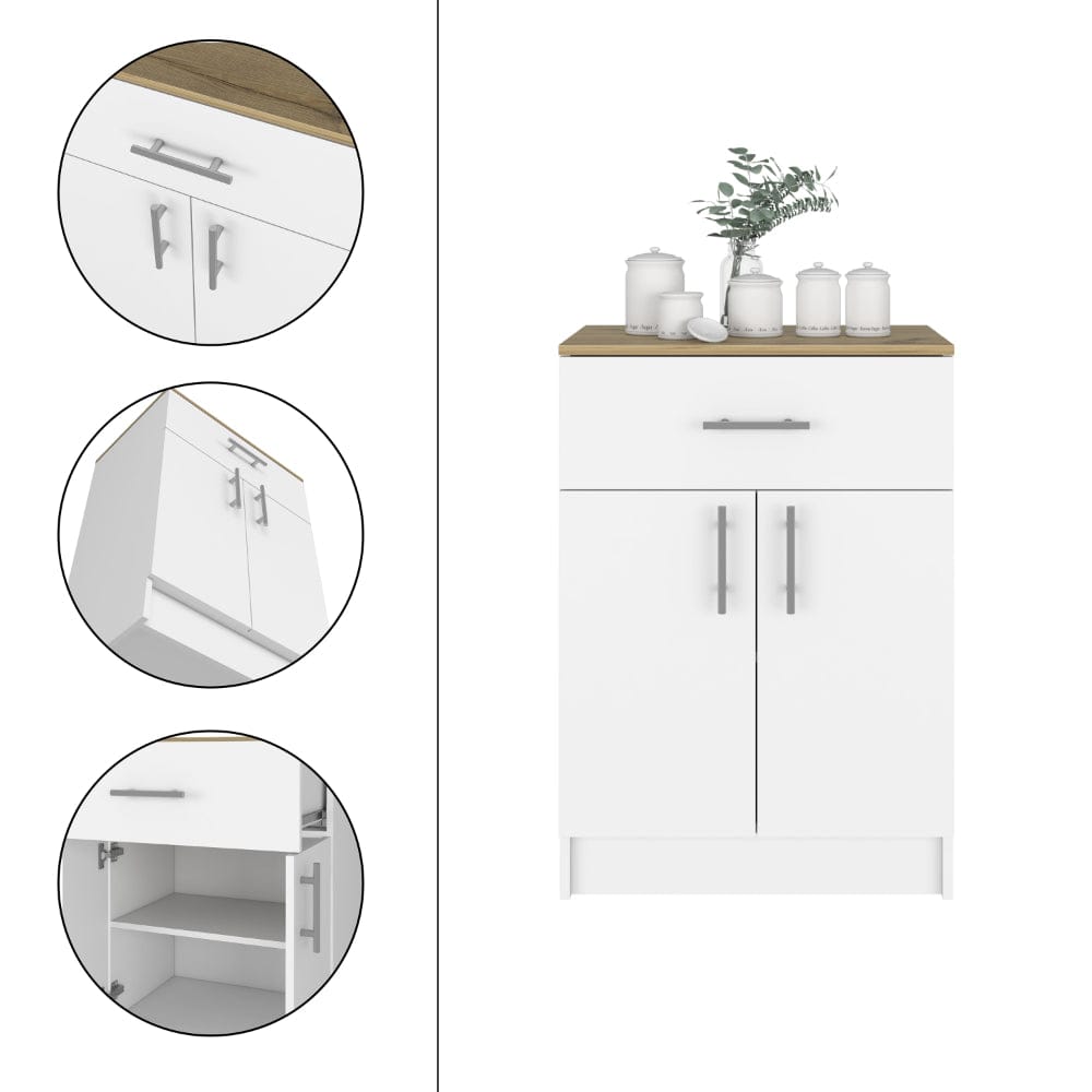 White Kitchen Island Set - 2 Piece Dining Table