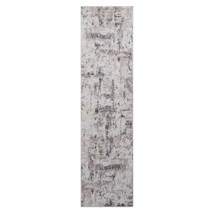 Cream Brown Polyester Area Rug - 96" x 26" Bedroom Rug
