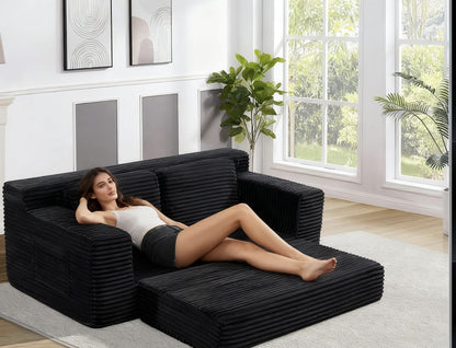 Black Foam Sofa Bed - 2-in-1 Convertible Sofa for Living Room
