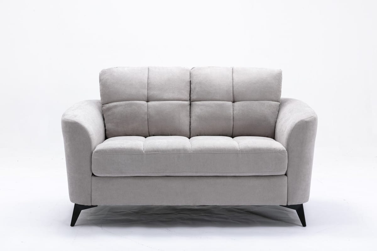 Light Gray Velvet Loveseat - 60" Seat Width for Living Room