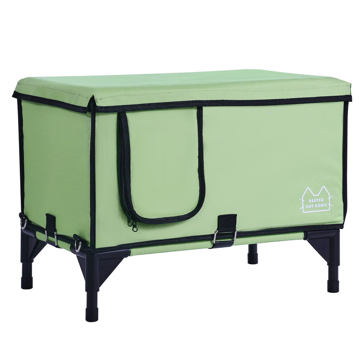 Elevated Heated Cat House - Green (M)