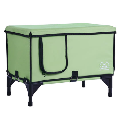 Elevated Heated Cat House - Green (M)