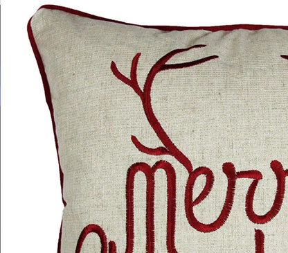 Gold Reindeer Christmas Throw Pillow 20x20 - Polyester Insert Set