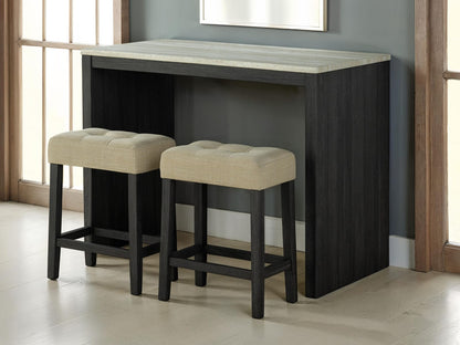 Two-Tone Dining Set for Dining Room Featuring Rubberwood and Fabric Seats