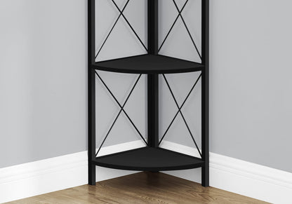 Black Metal 4 Tier Corner Shelf - 59" High for Living Room