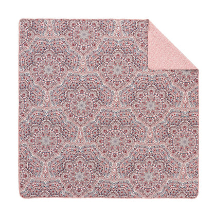 3-Piece King Boho Floral Reversible Quilt - Pink Polyester