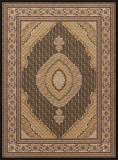 8x6 Black and Ivory Medallion Area Rug - Traditional Style