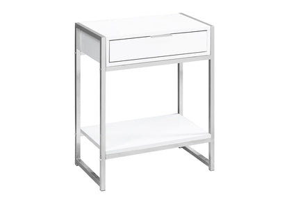 White Particle Board Nightstand Table with Storage Drawer for Living Room