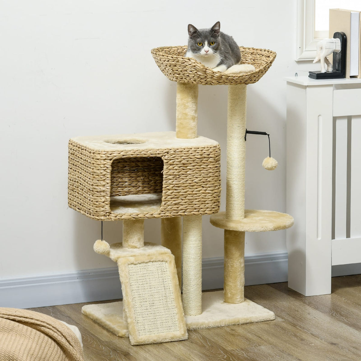Large Beige Cat Tree - 38" Indoor Cat Tower