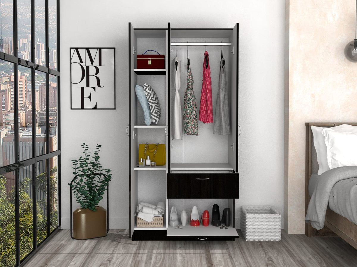 Armoire Cobra - White & Black Bedroom Armoire