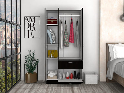 Armoire Cobra - White & Black Bedroom Armoire