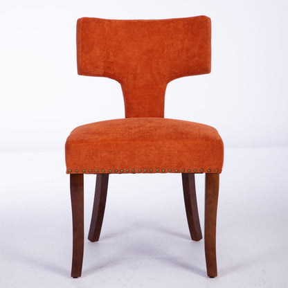 Orange Mid Century Dining Chairs Set of 2 with Wood Frame