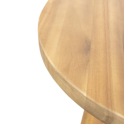 Natural Wood Round End Table for Garden or Poolside Patio Decor