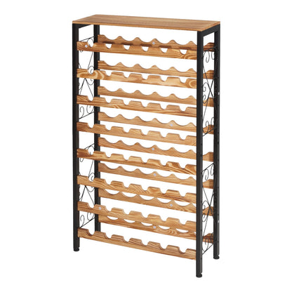 8 Tier Black Carbon Steel Wine Rack for Kitchen Storage and Dining Room