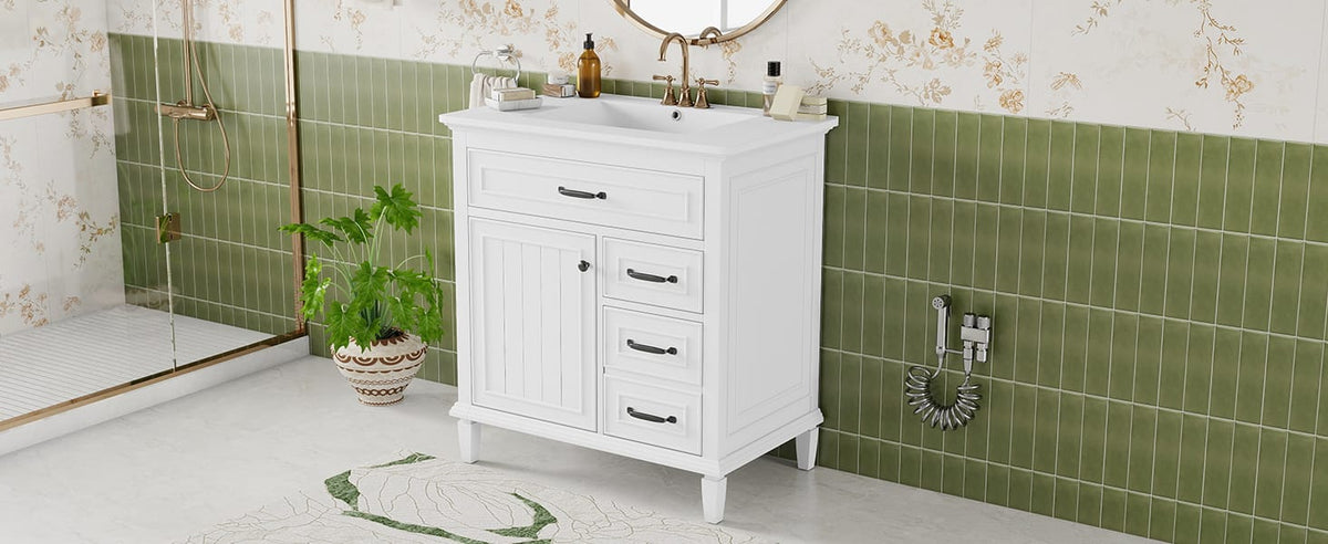 30 Inch White Bathroom Vanity with Sink