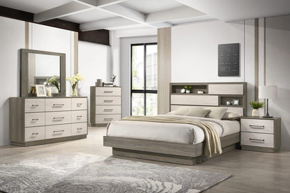 Modern 4-Drawer Chest - Beige Brown Wood for Bedroom