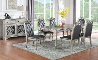 Gray Rectangular Dining Table with 6 Chairs