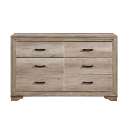 Natural Wood 6 Drawer Dresser - Bedroom Furniture