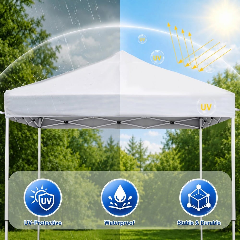 10x10 Metal Garden Canopy with Adjustable Height for Poolside Shade