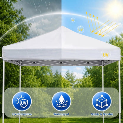 10x10 Metal Garden Canopy with Adjustable Height for Poolside Shade
