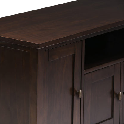 72" Dark Brown Wood TV Stand with Storage for Living Room