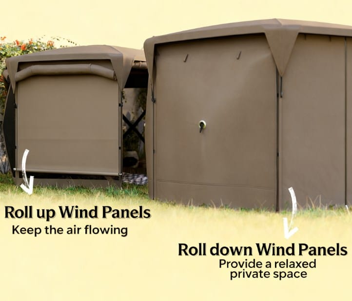 Brown Fiberglass Garden Canopy for Poolside Dining and Outdoor Events