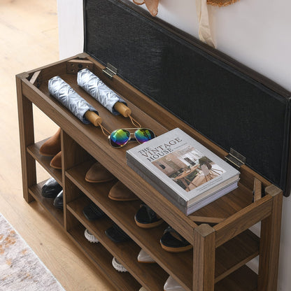 Brown Rubberwood Shoe Bench - Storage Benches