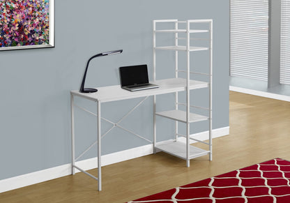 48" White Computer Desk with Storage Shelves for Home Office