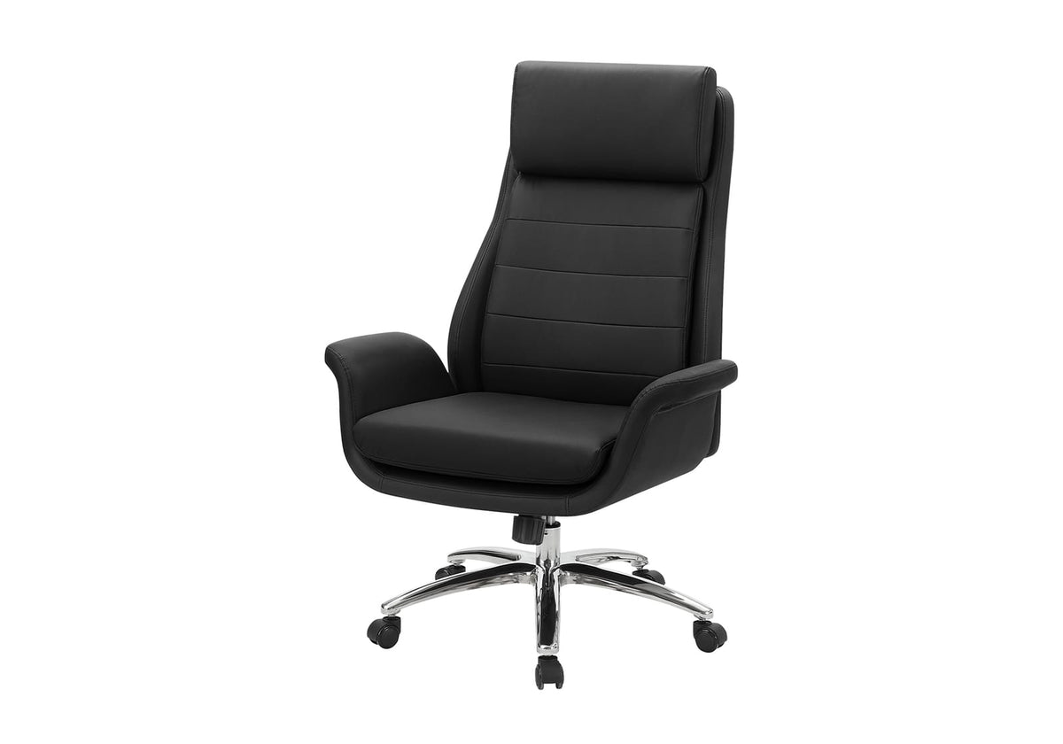 Black Polyurethane Office Chair with Adjustable Height for Workspace