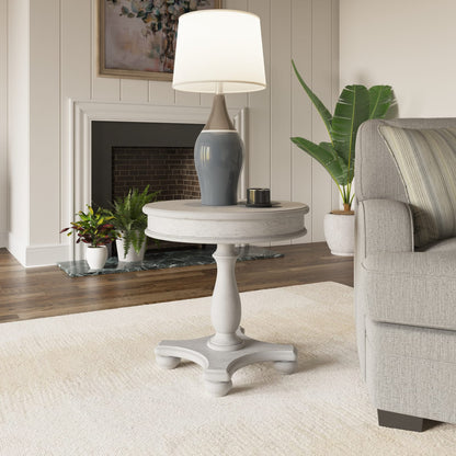 Gray Round End Table - 24 Inch Diameter for Living Room