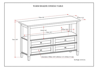 Light Brown Wood Console Table - 48" Wide Storage Sofa Table
