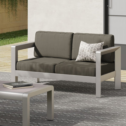 Silver Aluminum Patio Loveseat - Outdoor Seating