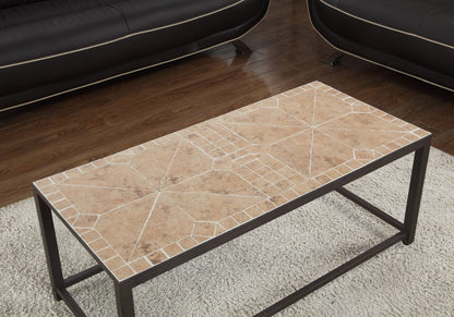 42 Inch Brown Metal Coffee Table - Rectangular Accent Table