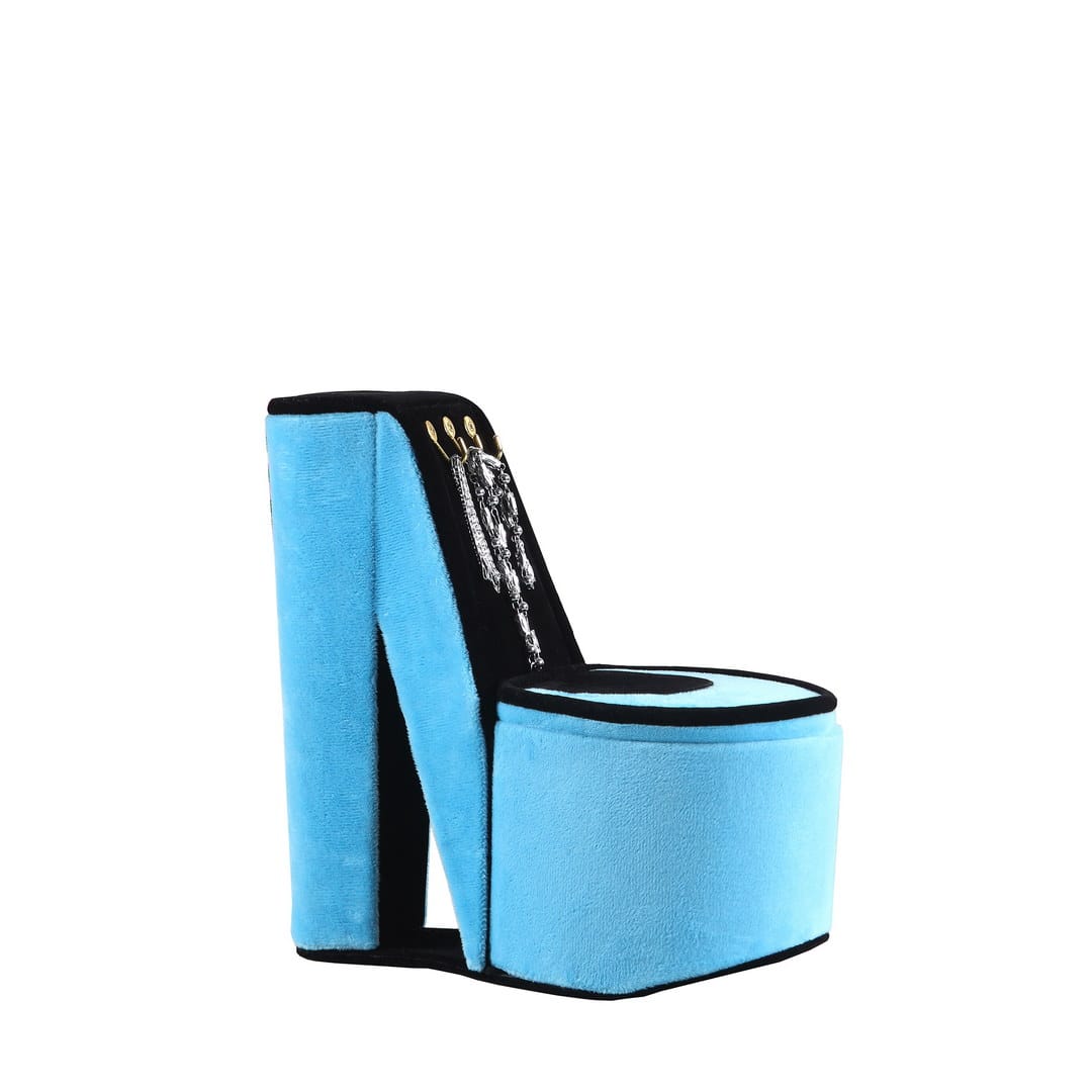 9" Tall Display Jewelry Box with Hooks - Turquoise Velvet