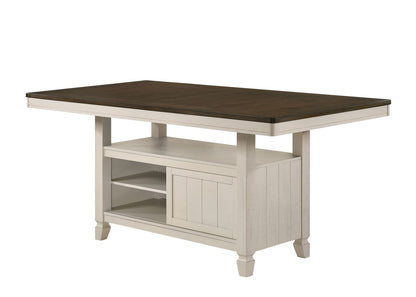 78" Oak & Antique White Dining Table with Storage