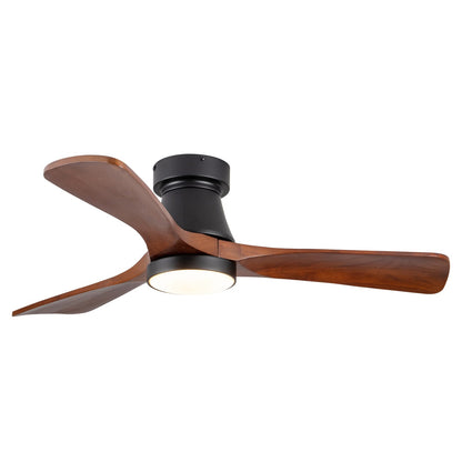 42 Inch Black Ceiling Fan with Light - Dark Walnut Blades