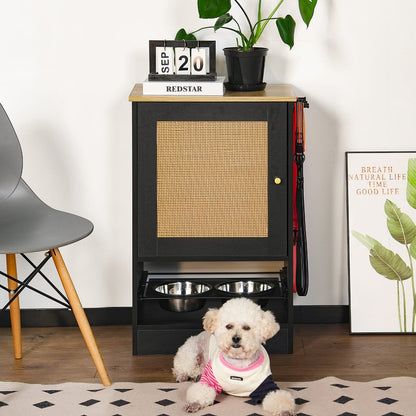 Feeding Station with Storage Cabinets - Black Vintage Pet Feeder