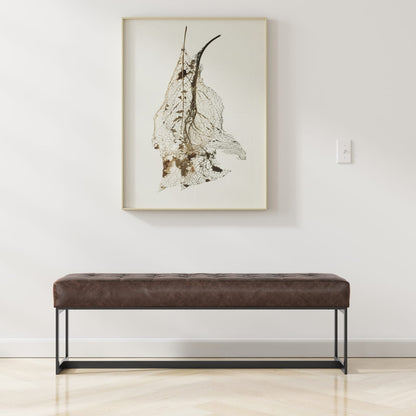 Brown Leather Ottoman Bench - 18" D x 56" W