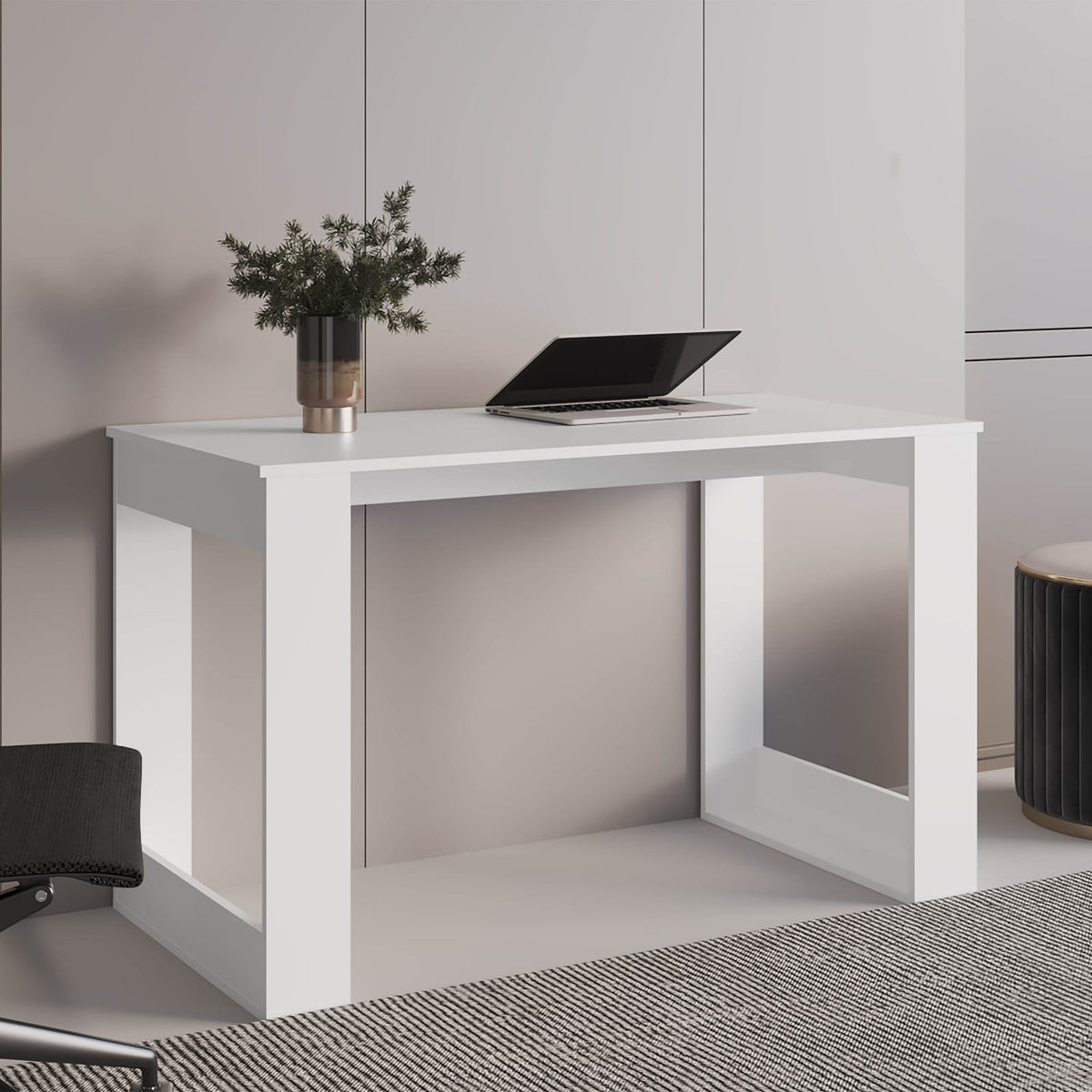 White Writing Desk - 47" Work Surface for Home Office