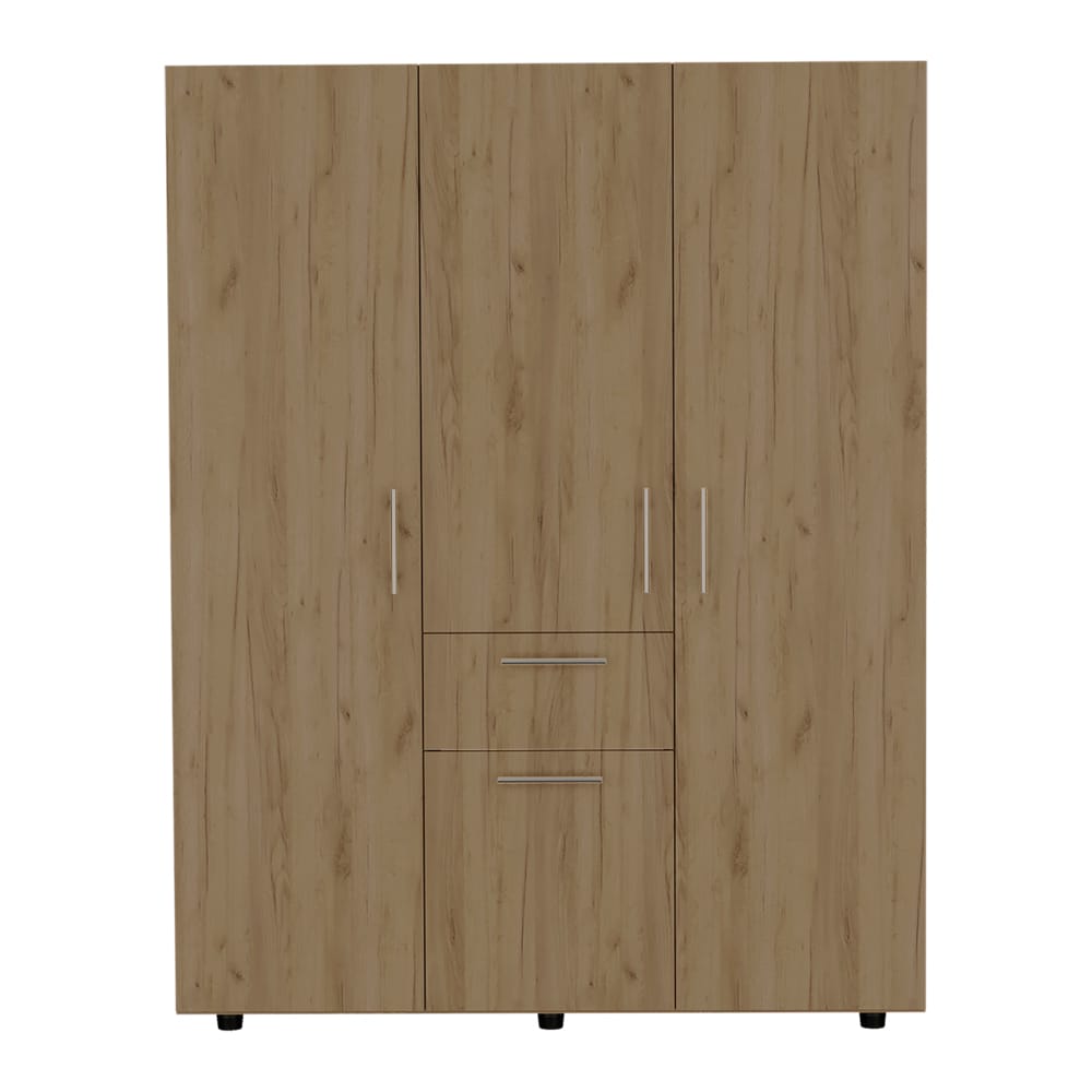 70" Light Oak Bedroom Dresser with Four Doors & Drawer