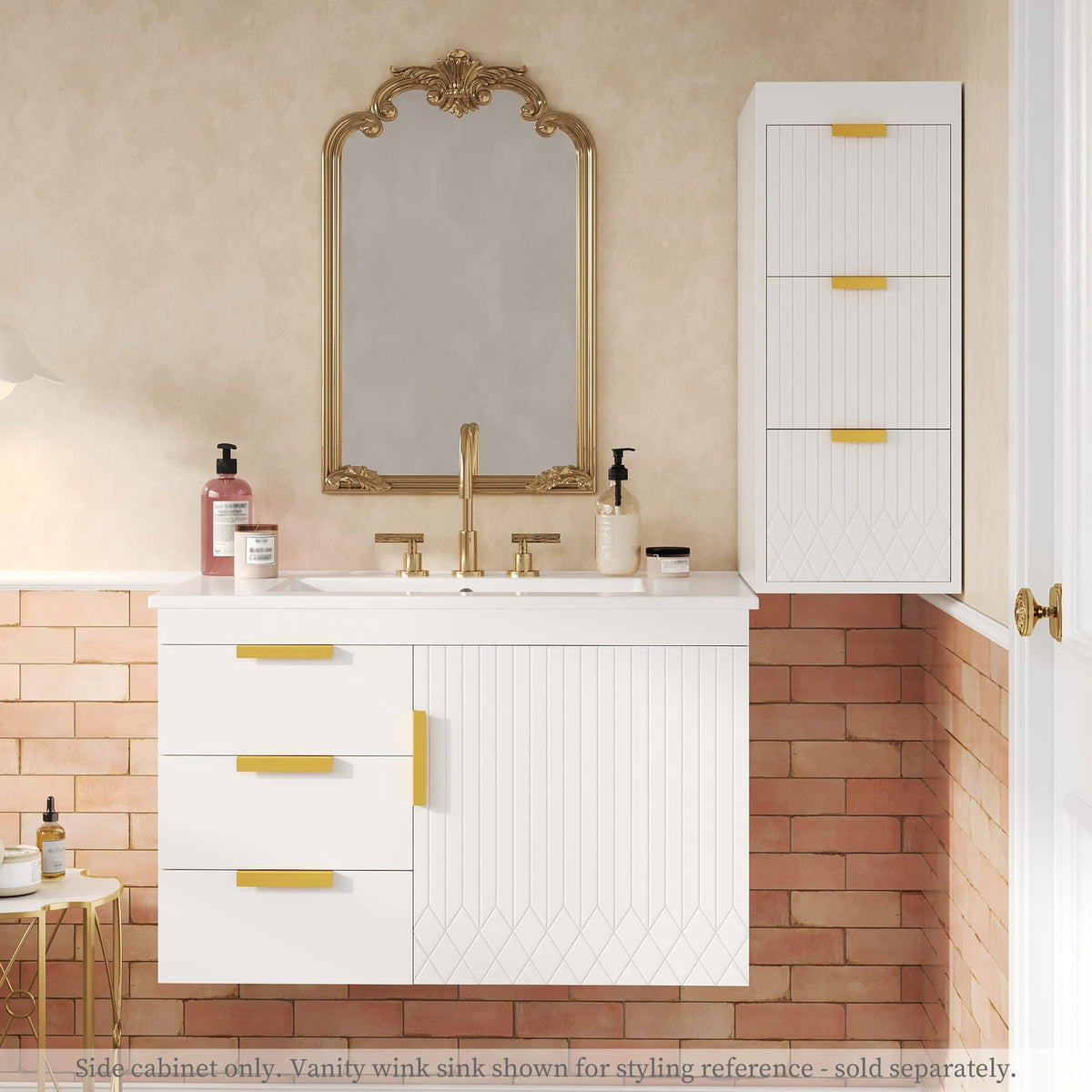White MDF Metal Bathroom Storage Cabinet - Wall Mounted