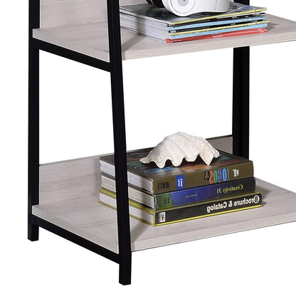 Natural & Black Ladder Bookshelf - 5 Tier Display Shelf
