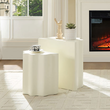 Beige Fiberglass Coffee Tables - 2 Piece Set for Living Room