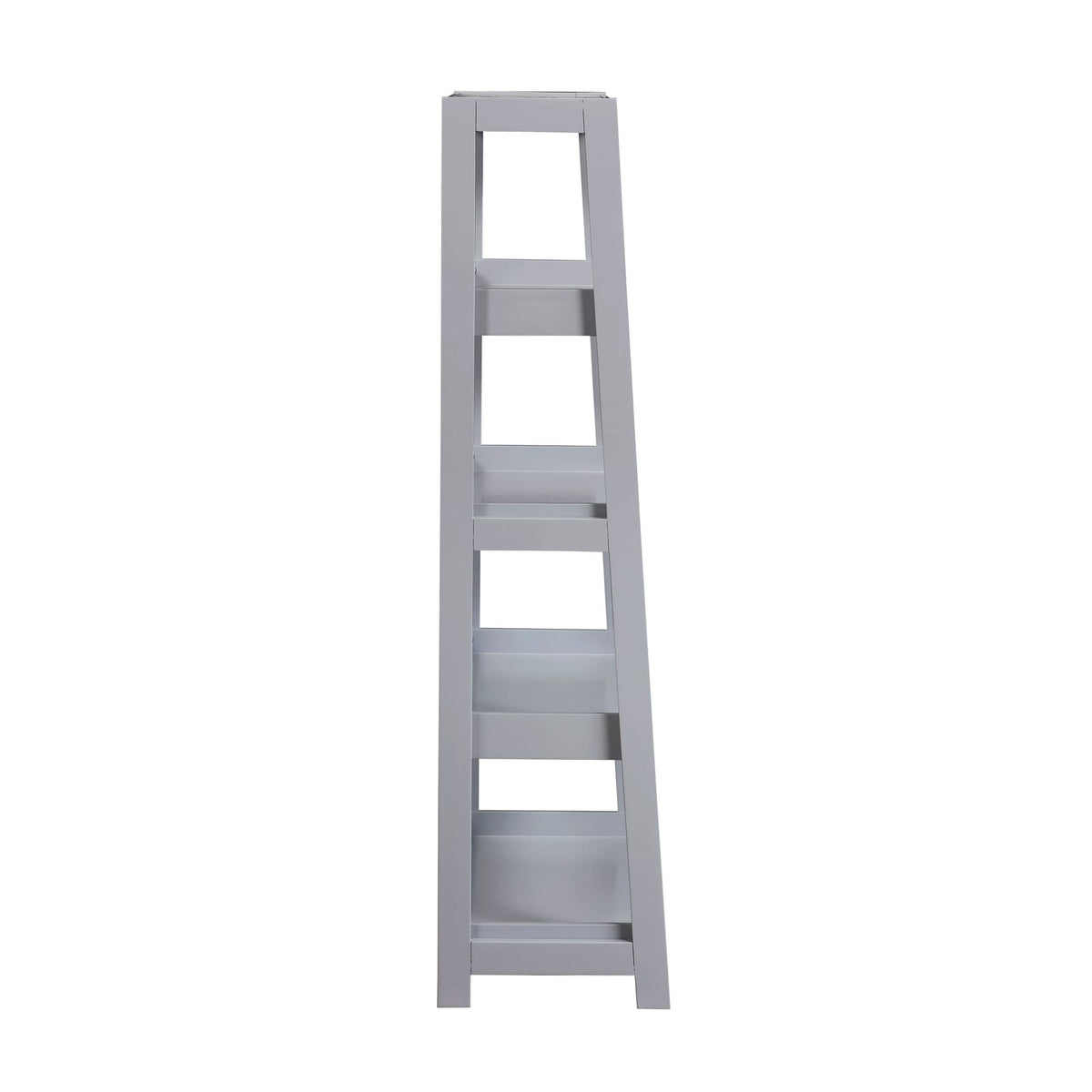 Gray 4-Shelf Wooden Bookcase - Contemporary Display Shelving