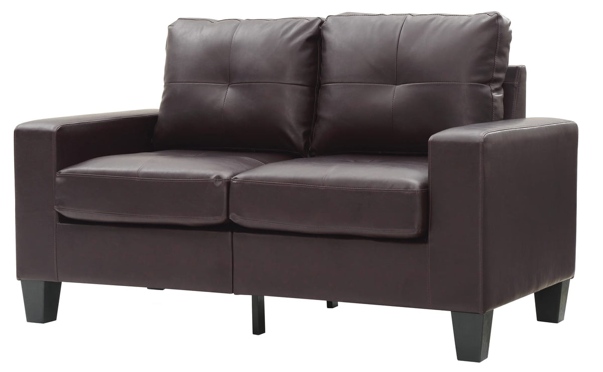 Dark Brown Modular Loveseat - Compact Design for Living Room