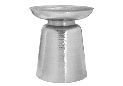 Chrome Metal Accent Table - Drum Side Table for Living Room Bedroom