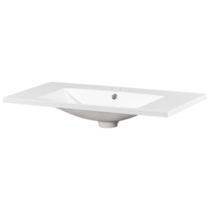 White Resin Bathroom Sink Vanity Top for Easy Renovation