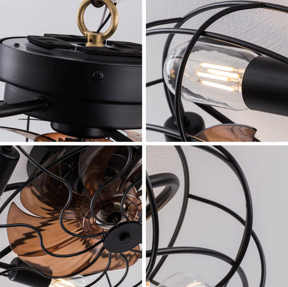 Slim Black Ceiling Fan with Reversible Control for Bedroom