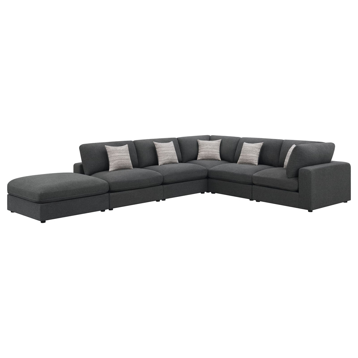 Rhette Charcoal 6-Piece Upholstered Sectional - Comfortable Living Room Seating